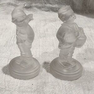 Vintage Hummel Goebel 2 Frosted Crystal Glass Figurines Vintage 1990's Germany